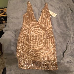 Gold sequin, short party dress. Brand new !!